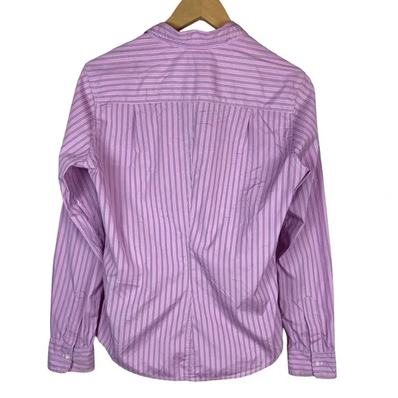 Frank & Eileen Barry Shirt Size Small Lilac Stripe Button Crinkle Texture - Picture 2 of 9